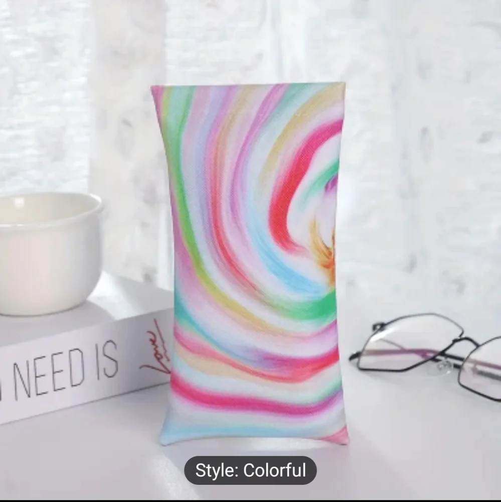 Colorful Design Glasses Pouch Soft Eyewear Sleeve PU Leather, Colorful Swirls